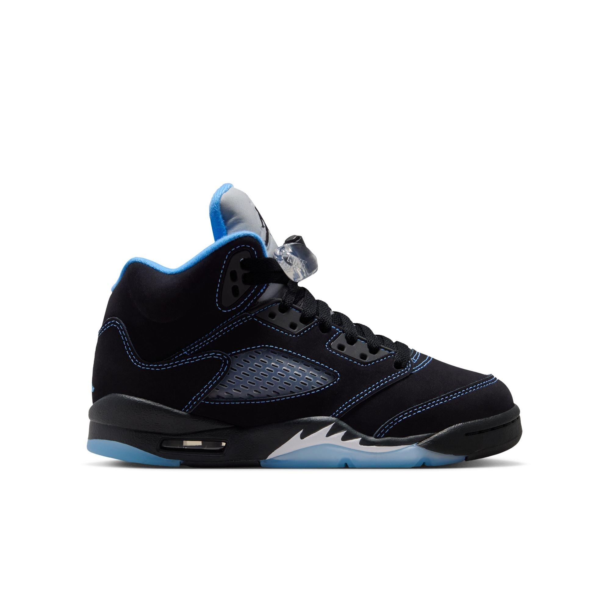 Jordan 5 Retro "Black Carolina" Grade School Kids' Shoe - BLACK/UNIVERSITY BLUE/WHITE